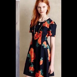 Anthropologie Navy Mcginn Poppy Palette Dress